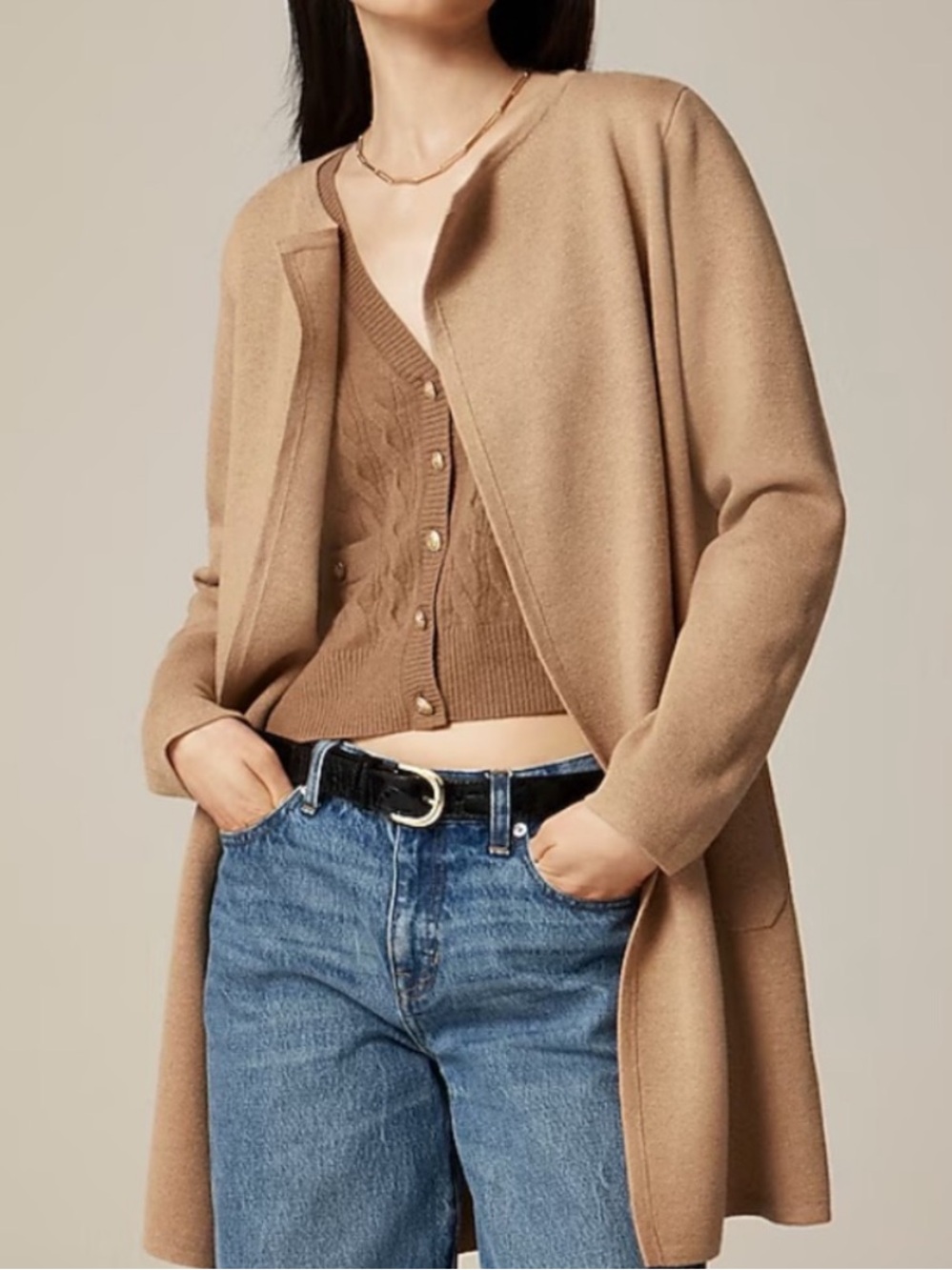 J.Crew camel merino wool blend cardigan oversized XS